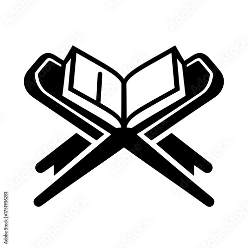 Holy Quran Book on Rehal Stand Vector Icon