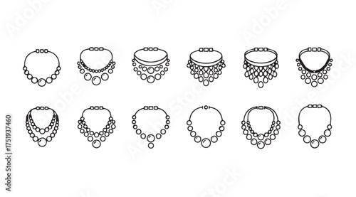 Collection of elaborate necklace designs featuring intricate details and gemstone accents vector