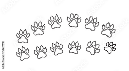Paw print trail graphic element animal footsteps collection decorative design elements vector