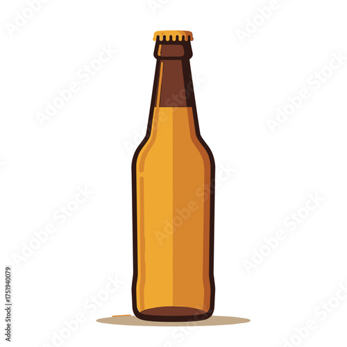 Isolated bottle of beer on a white background for easy use. Isolated bottle of beer design with brown glass and golden cap, perfect for branding and commercial applications.