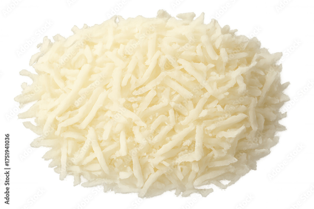 Obraz premium Pile of shredded cheese on transparent background, a common dairy ingredient for various dishes