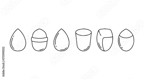Hand drawn beauty blenders and makeup sponges collection for cosmetic application vector