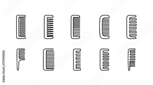 Collection of vintage hair combs and styling tools for grooming and beauty vector