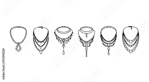 Elegant necklace designs collection hand drawn sketches fashion jewelry styles vector