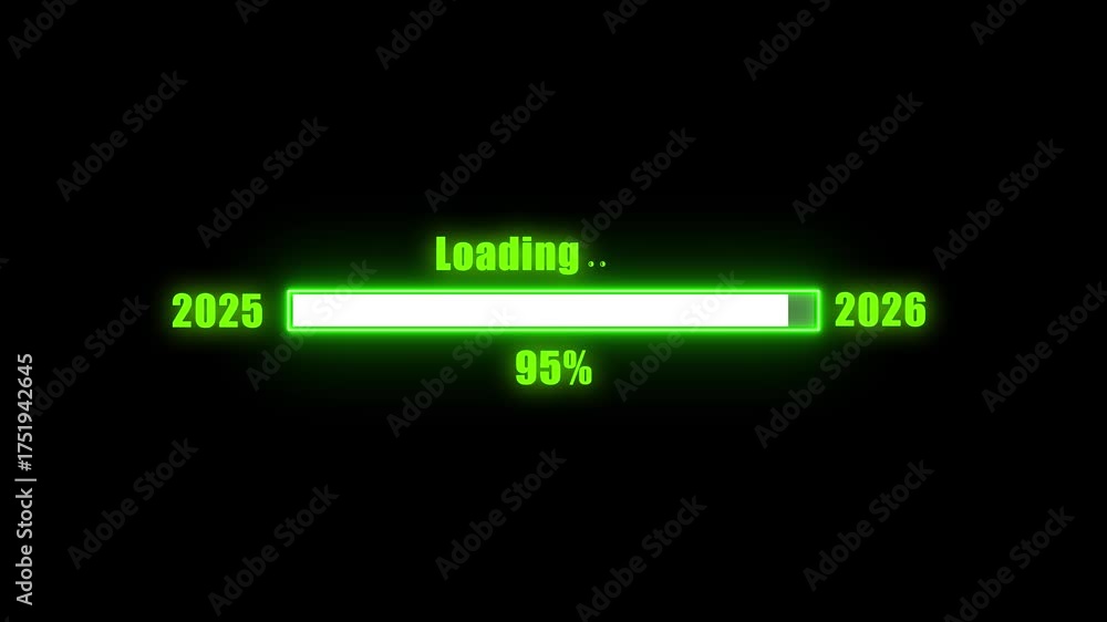 2026 New Year countdown with a digital loading bar animation. Exciting ...
