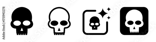 Skull icon with transparent background in vector PNG featuring a danger sign and critical death symbol illustration ideal for warning labels, toxic alerts, gaming graphics, horror themes, and digital