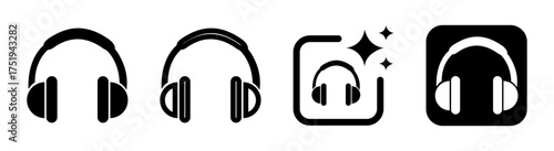 Headphone icon with transparent background in vector PNG featuring a modern headset symbol and music sign illustration perfect for audio apps, streaming, sound controls, podcasts, and media design