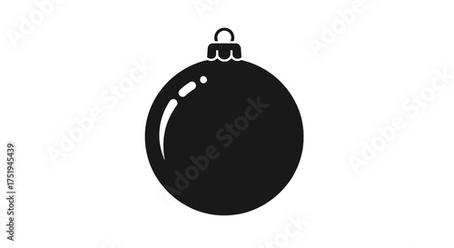 Classic monochrome Christmas bauble icon, a simple yet elegant graphic design element perfect for festive season charm, holiday decoration, and winter celebration projects
