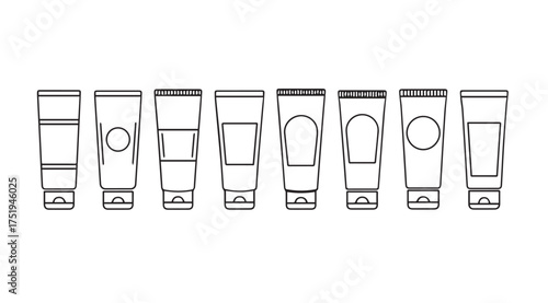 Collection of skincare cream tubes and cosmetic packaging designs for beauty products vector
