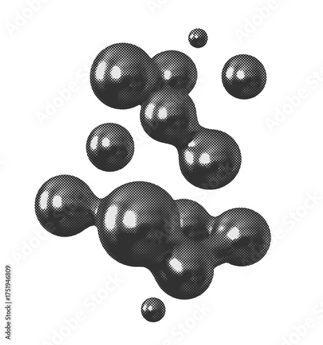 Mercury Blobs Design Elements with Halftone Effect