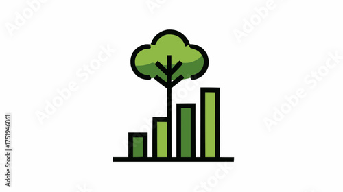 Chart transforming into tree icon for business growth and data analytics