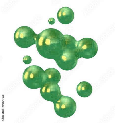 Mercury Blobs Design Elements with Halftone Effect