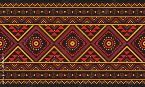 Ethnic geometric seamless pattern. ethnic pattern. Aztec pattern. Design for fabric, embroidery, batik, curtain, carpet, clothing.  vector illustration