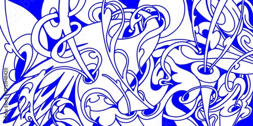 Wind blowing hand drawn doodle art with blue lines filling the paper. Creative abstract vector illustration suitable for wallpaper, drawing books, covers. Isolated on white background