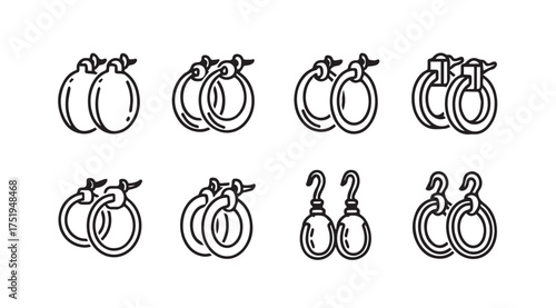 Φωτογραφία Collection of eight distinct hand drawn earring designs for fashionable accessor