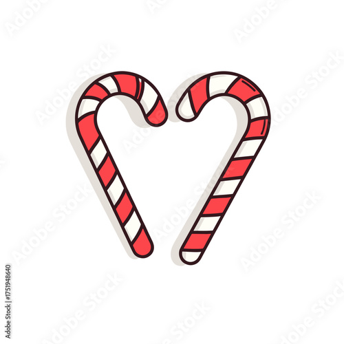 Two candy canes forming a heart, Christmas sweet icon