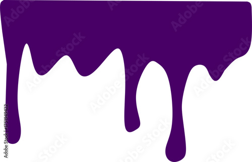 Vibrant purple dripping paint effect isolated on white background. Perfect for horror, Halloween, graffiti, or creative design projects needing bold texture.
