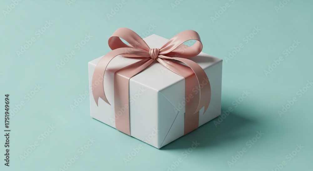 Obraz premium White gift box with pink ribbon present birthday celebration