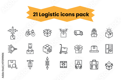 21 logistic icons pack vector graphics scalable eps for shipping and delivery services