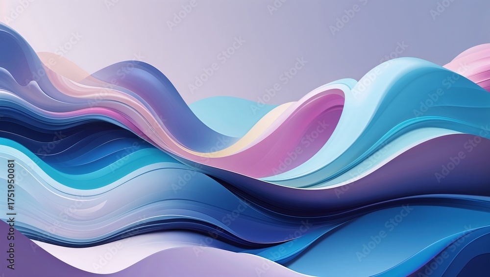 Fototapeta premium Colorful abstract waves in gradient blue, purple, and pink tones