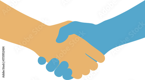 Flat Design Handshake Illustration Depicting Agreement and Collaboration in Modern Style