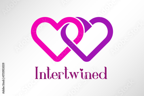 Elegant intertwined love hearts vector illustration symbolizing unity, affection, and eternal connection in a clean, modern, high quality scalable design