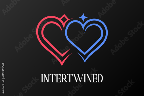 Elegant intertwined love hearts vector illustration symbolizing unity, affection, and eternal connection in a clean, modern, high quality scalable design