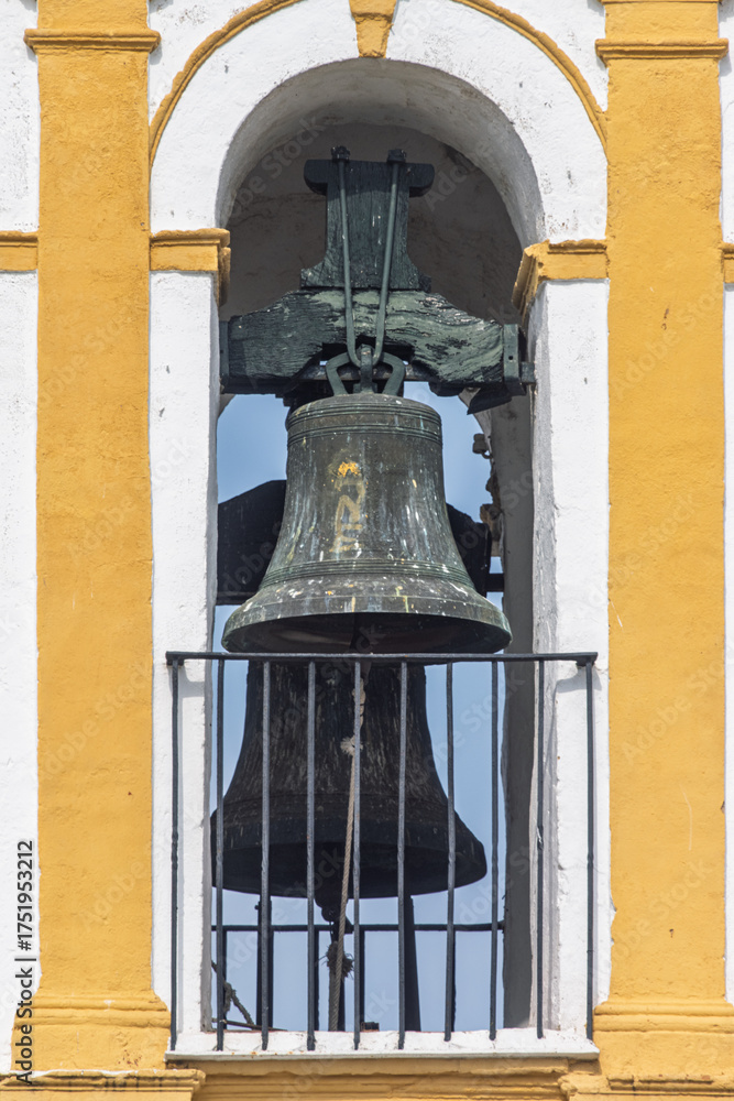 Obraz premium Historic church bells ring in Carrion de los Cespedes, Andalusia