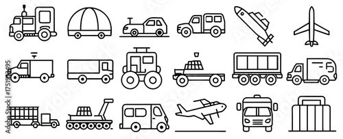 transport icon set editable stroke outline icons set 