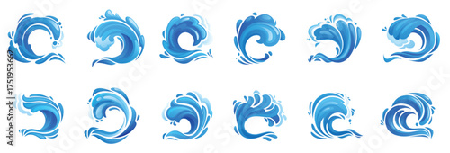 tsunami ocean wave sea storm and surf icons