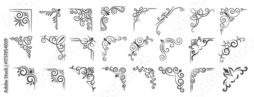 vector illustration of decorative corner frame set set hand 