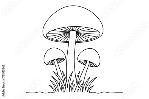 mushroom in grass,
Line Drawing of Mushrooms in Grass,
Continuous Line Art Capturing Nature’s Serenity and Whimsy