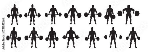weight lifter silhouette white background 