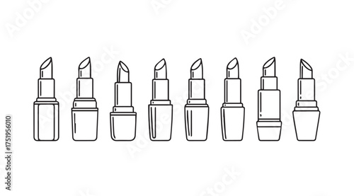 Collection of outline lipstick silhouettes collection of makeup beauty product designs vector
