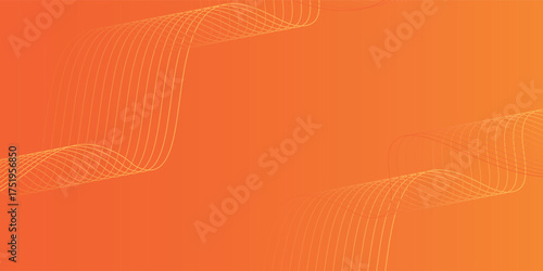 Vector abstract background with dynamic orange waves, lines and particles. curve design illustration eps10