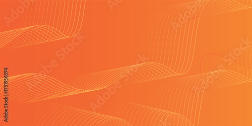 Vector abstract background with dynamic orange waves, lines and particles. curve design illustration eps10
