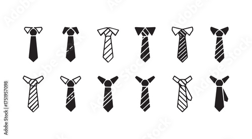 Collection of dapper neckties with various classic patterns for formal menswear style vector