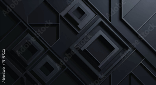 Close-up of a dark gray and black geometric pattern with square shapes and lines in a modern design aesthetic.