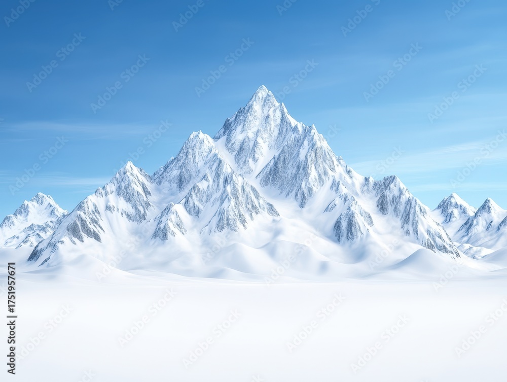 Obraz premium Snowy mountain range under clear sky