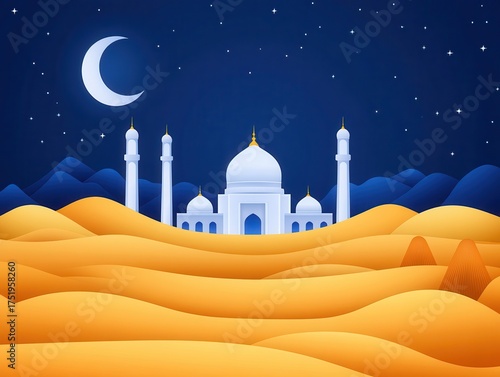 Night Mosque in Desert
