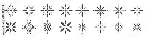  symmetrical geometric floral ornaments with a vintage aesthetic