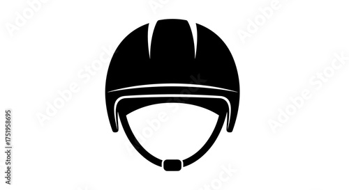 A black and white illustration of a riding helmet, a safety headwear designed to protect the rider's head from injury while participating in equestrian activities