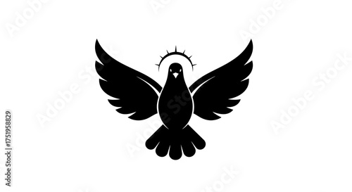 Sacred dove icon with a halo, a powerful symbol of the Holy Spirit, representing peace, love, faith, and divine grace in a minimalist design