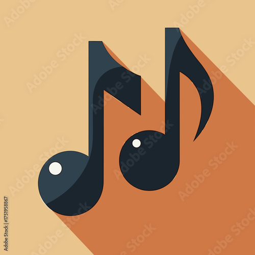 Music note icon with melodic tunes and harmonic rhythm on background. Music note creates ambiance for artistic, creative, and fun musical expressions.