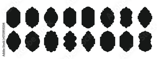 traditional islamic window shapes in oriental style set of