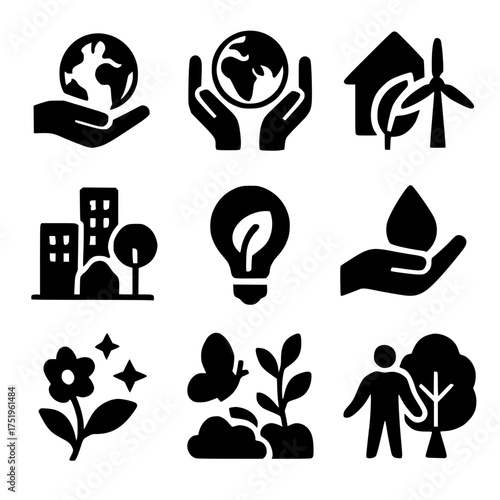 Global Harmony — Editable Globe Silhouette Icon Set