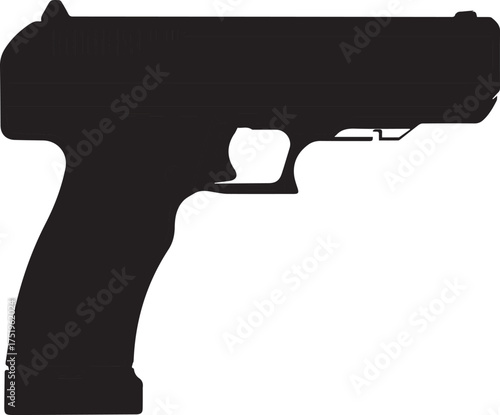 Silhouette 9mm Handgun Pistol Weapon Vector Design
