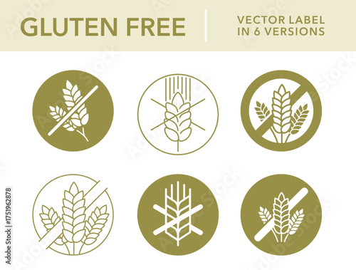Gluten free vector label in six various versions