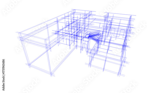 House building sketch architectural 3d illustration