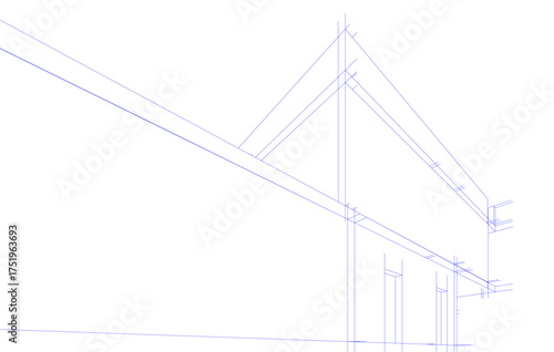 House building sketch architectural 3d illustration